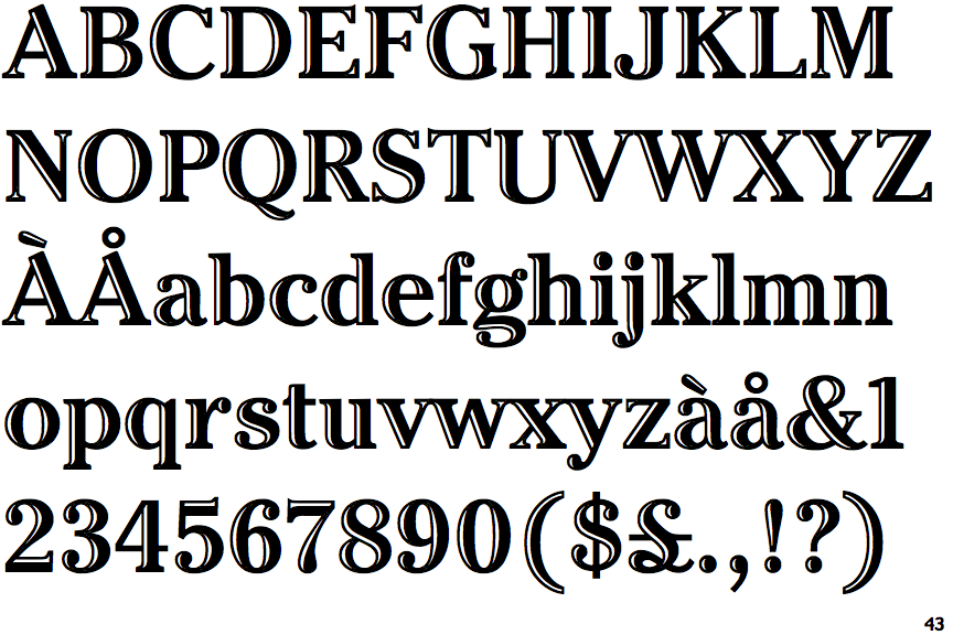 Fontscape Home > Appearance > Outlined > Open face > Serif mixed case