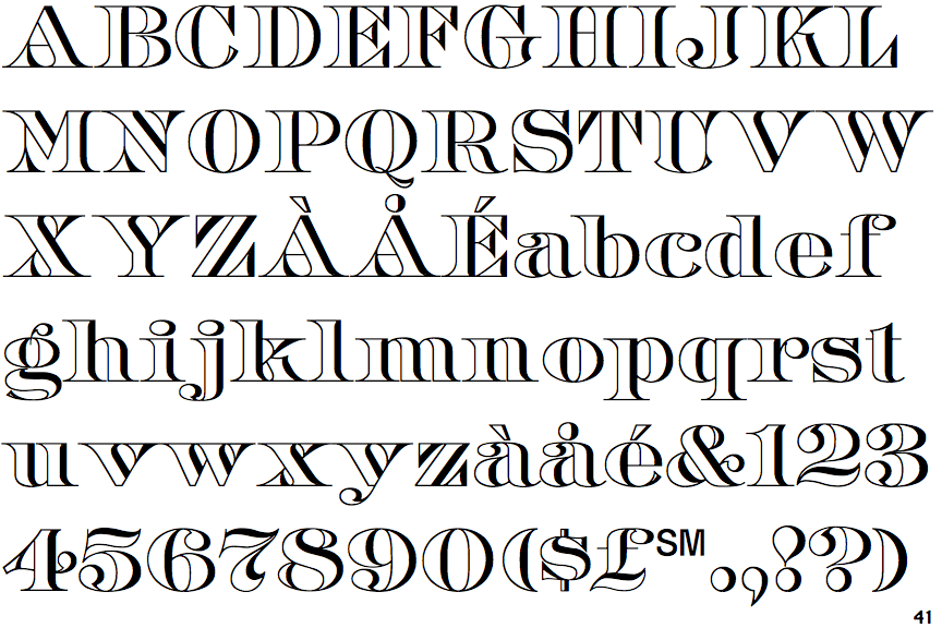 Fontscape Home > Appearance > Outlined > Open face > Serif mixed case
