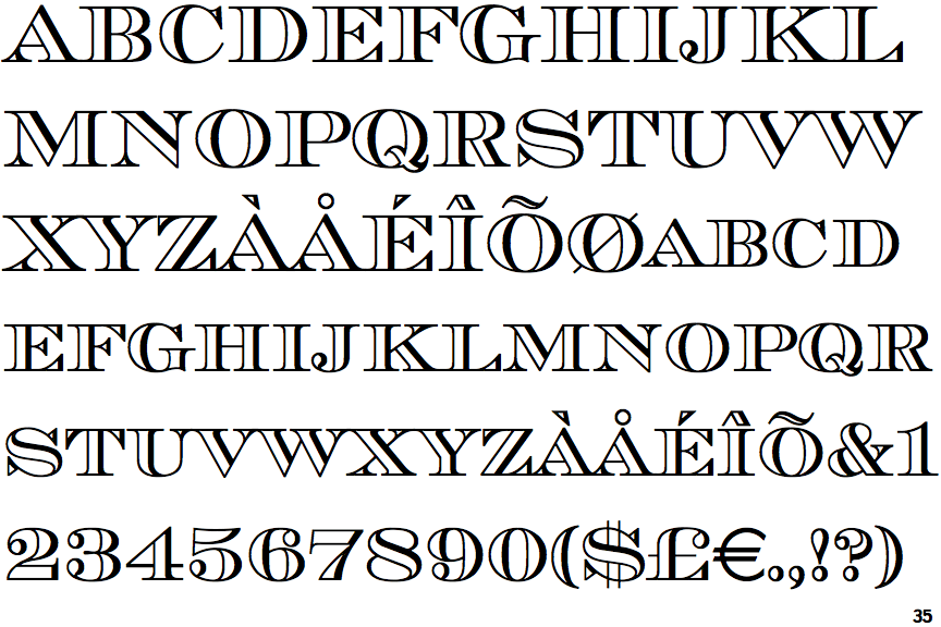 Fontscape Home > Appearance > Outlined > Open face > Serif all caps