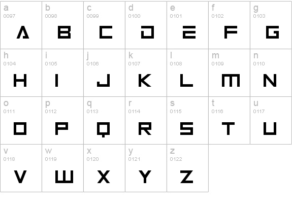 Details of Android 101 font