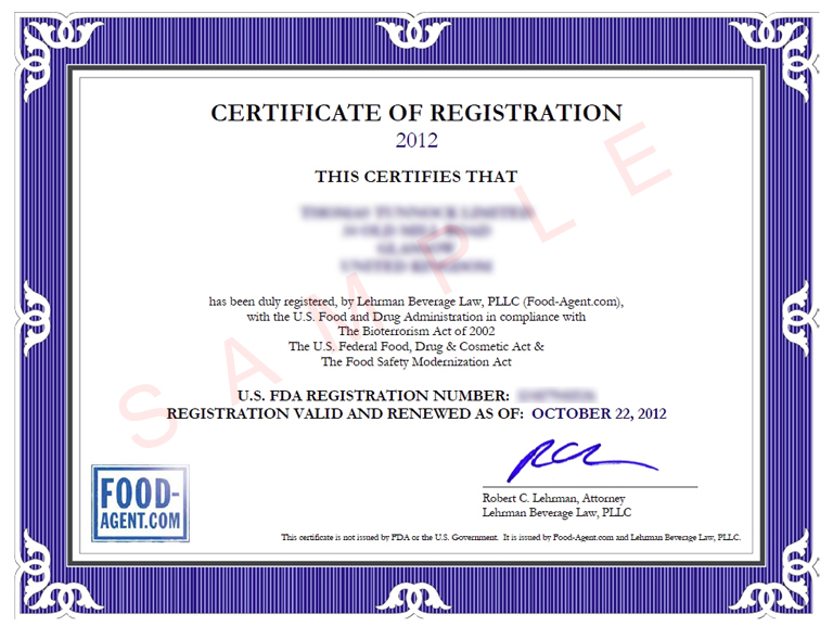 Food Agent FDA Compliance for Worldwide Food Industry