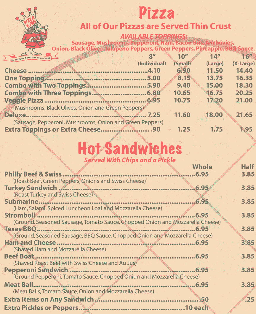 Pizza King, South Bend, IN Menu, Hours, Details