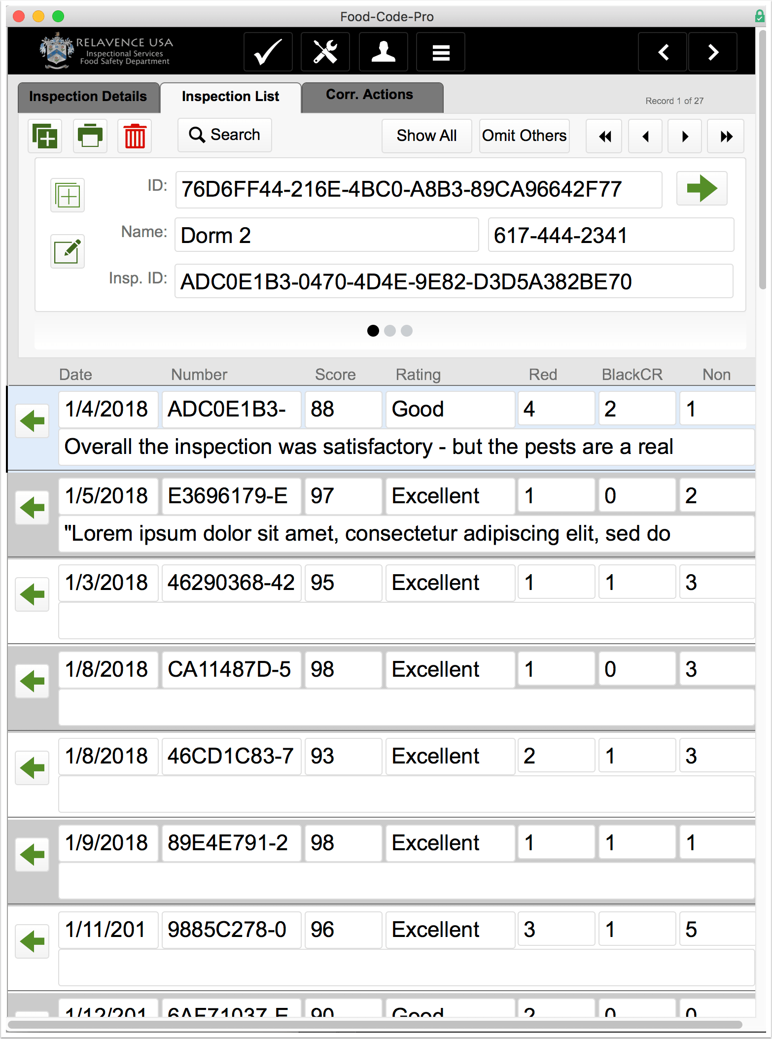 iPad Inspection List FoodCodePro