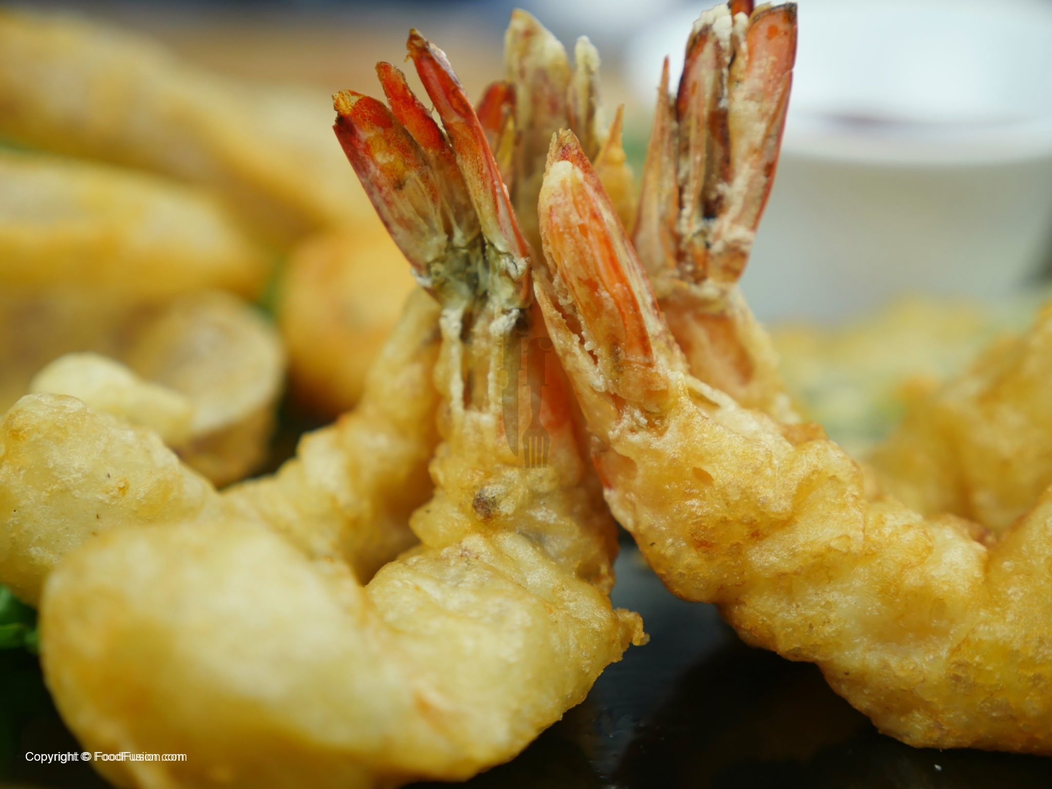 Tempura with prawns, onions rings and more Food Fusion