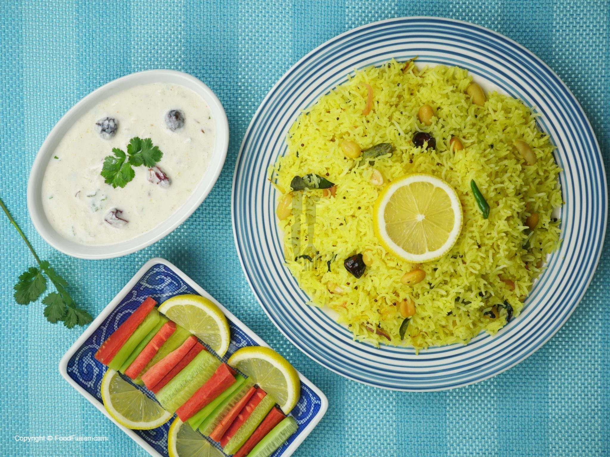 Lemon Rice with Loki ka (Bottle Gourd) Raita Food Fusion