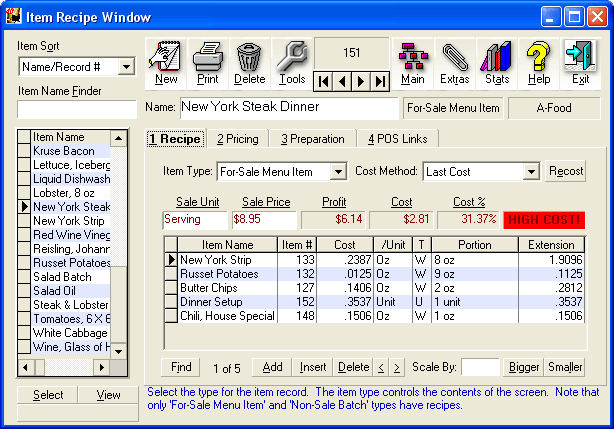 Restaurant Software / Cost Control IPro Restaurant Food Inventory