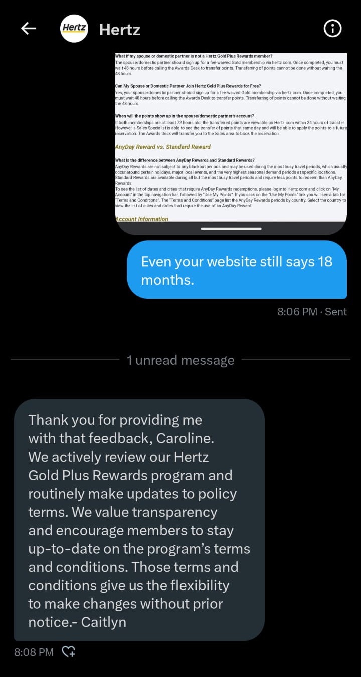 Hertz Changes Points Expiration Policy Without Notice To Members