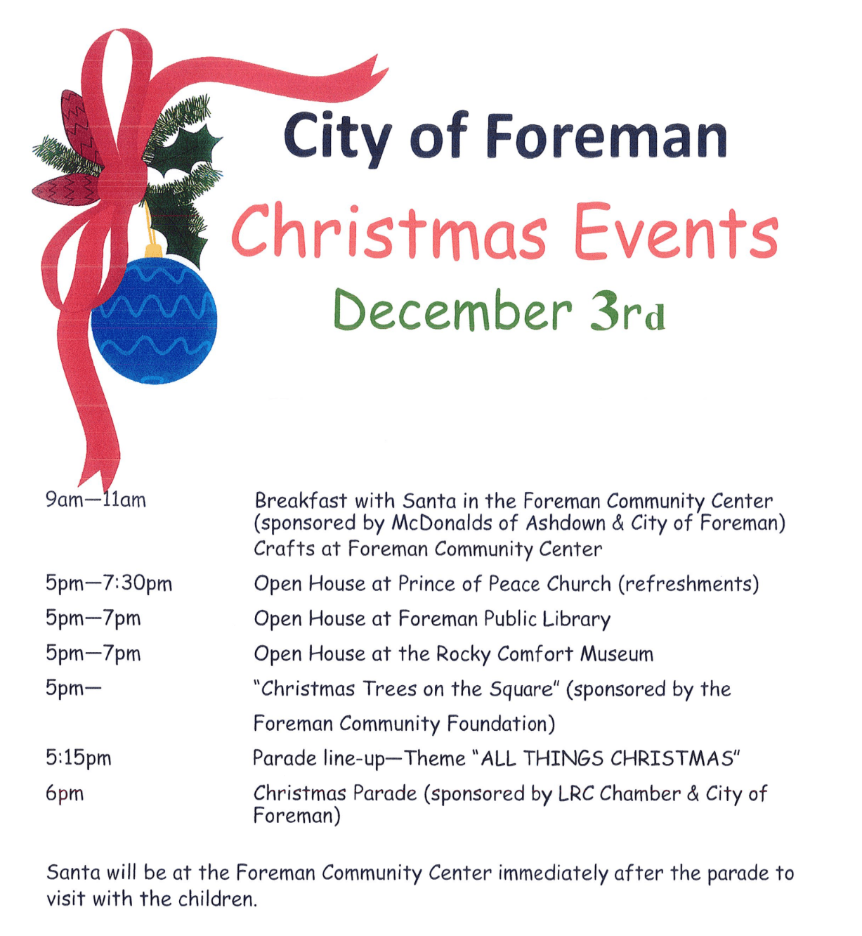 2022 Christmas Events Foreman, Arkansas