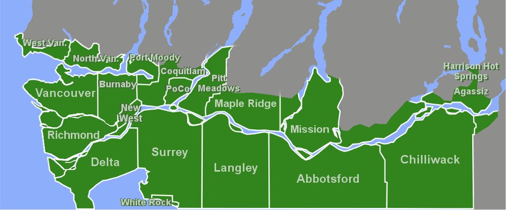 Map Of Lower Mainland And Fraser Valley Lower-Mainland-Map - Forever Captured Photo Booth Rentals