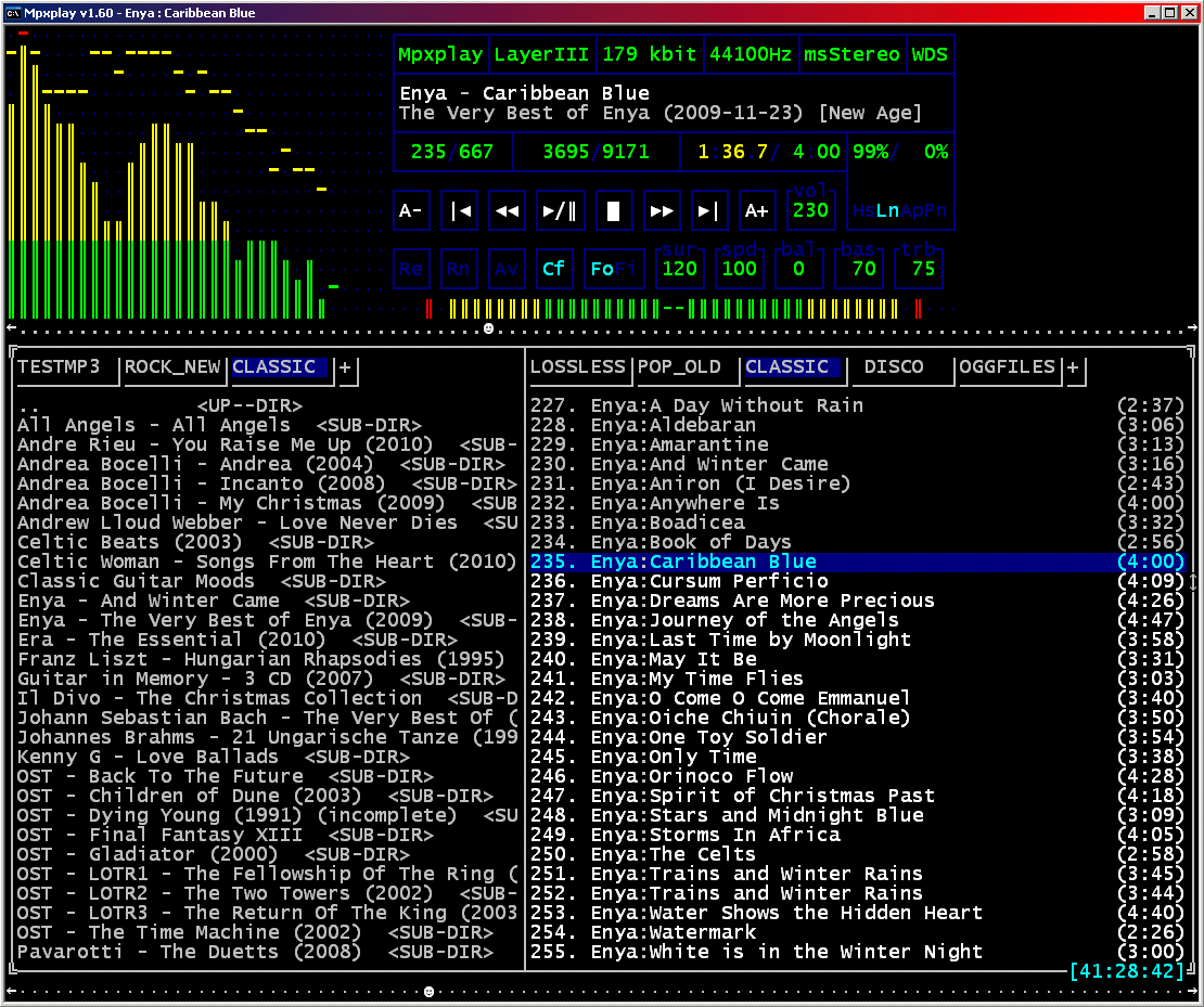 Mpxplay 32bit console audio player for MSDOS and