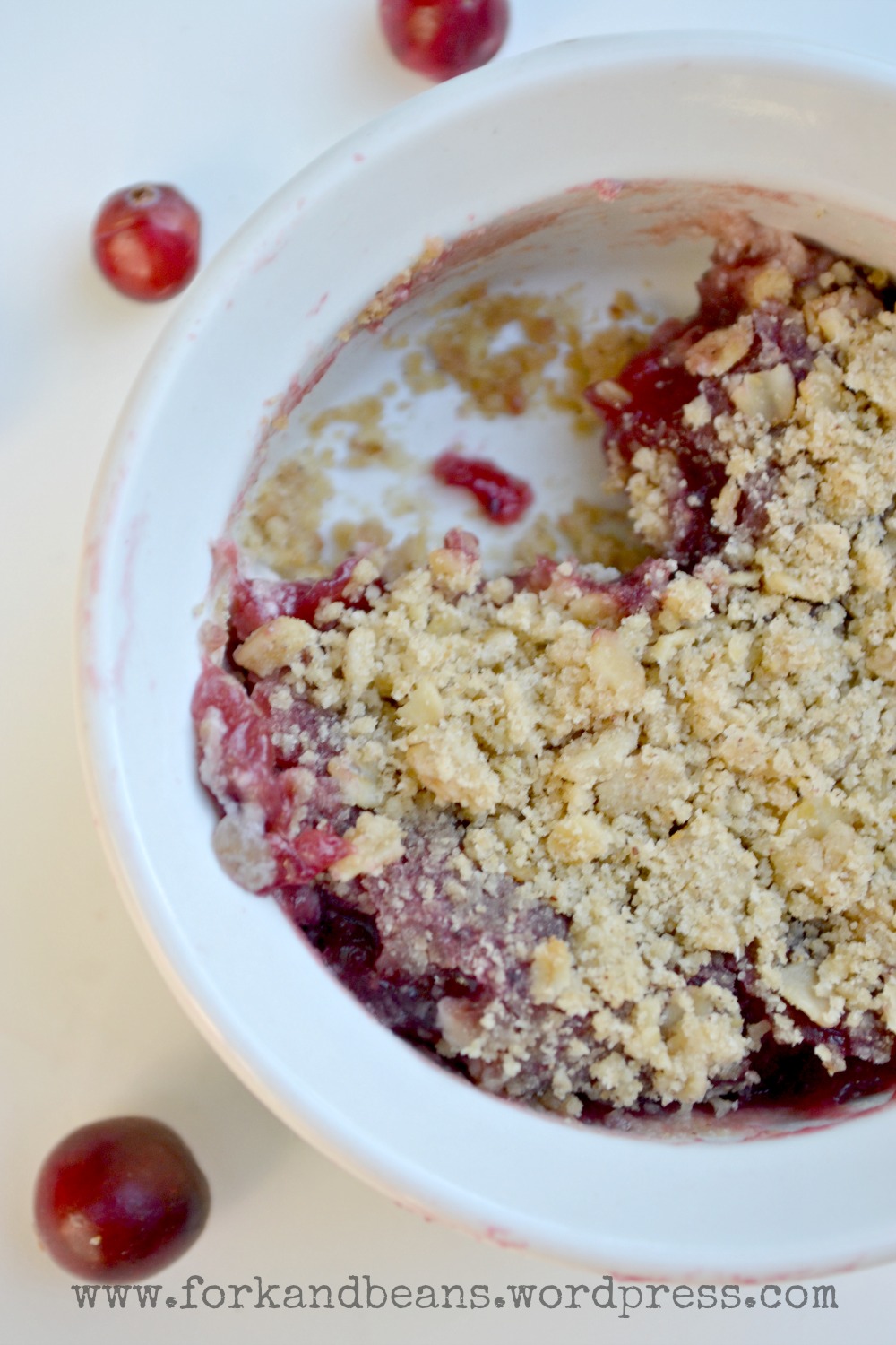 Vegan Cranberry Cheese Crumble Fork and Beans