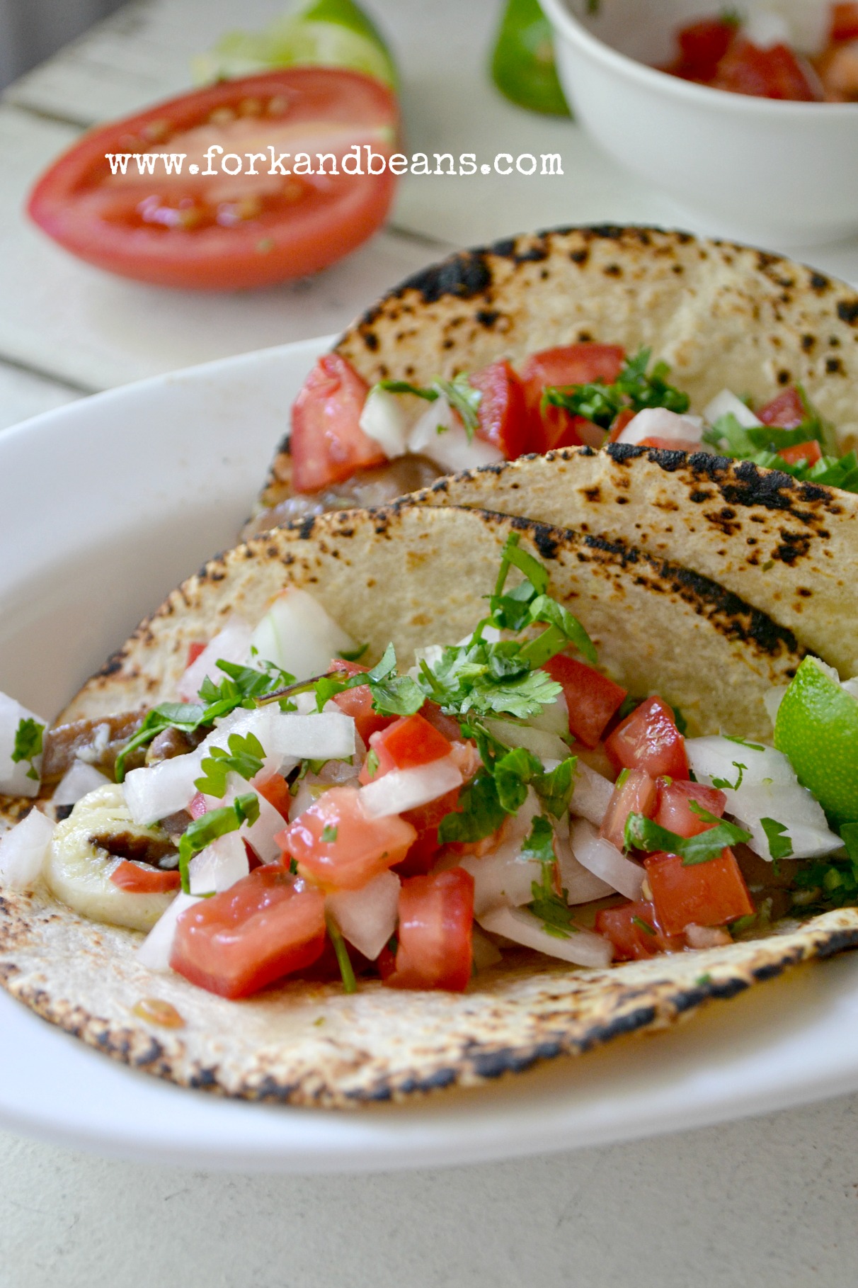 Shiitake Mushroom Tacos Fork and Beans