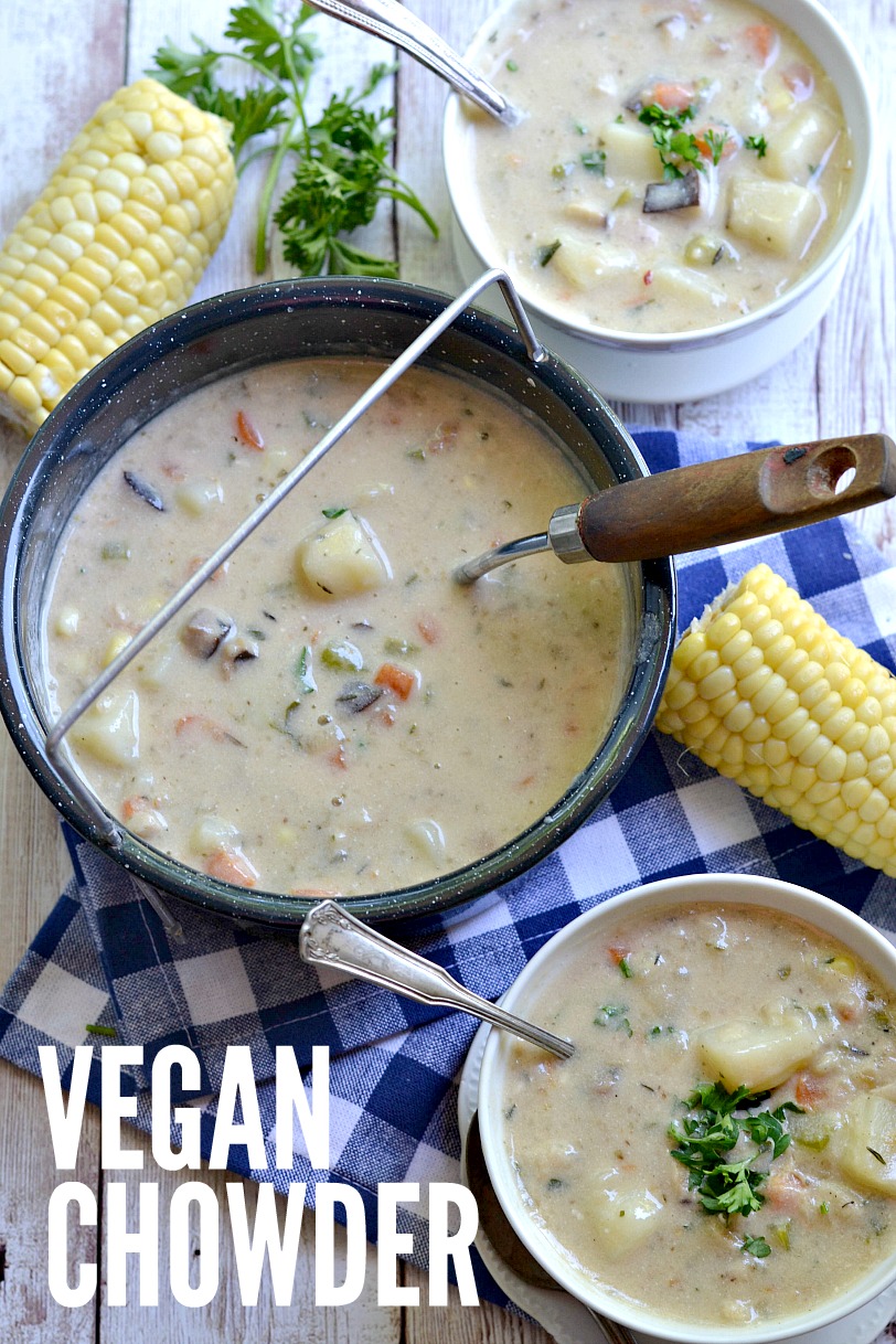 Vegan "Clam" Chowder Fork and Beans