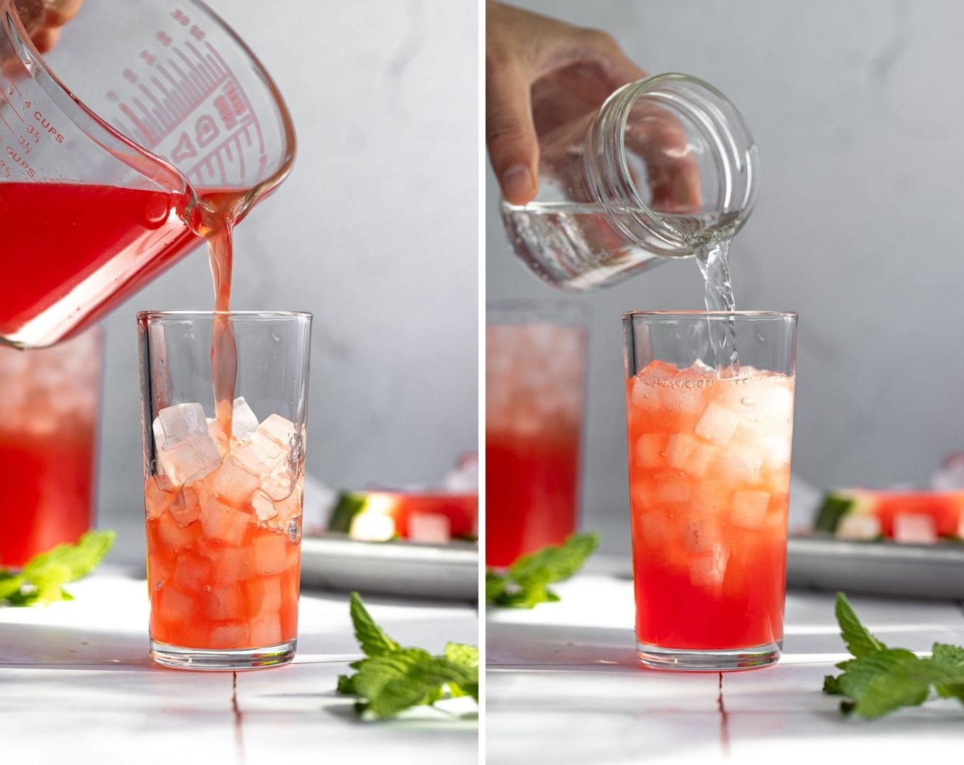 Fresh Watermelon Mint Cocktail with Vodka Fork in the Kitchen