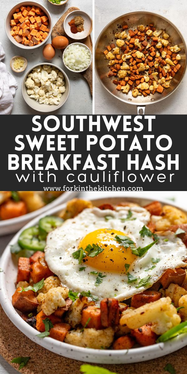 Vegetarian Sweet Potato Breakfast Hash with Cauliflower