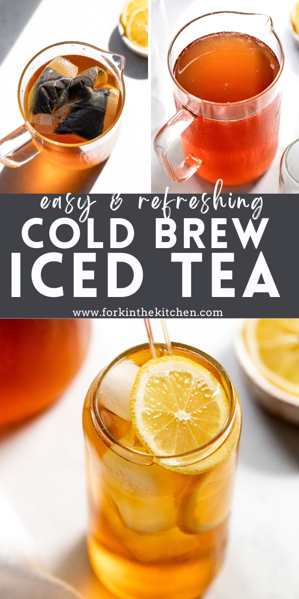 Cold Brew Iced Tea with Tea Bags Fork in the Kitchen