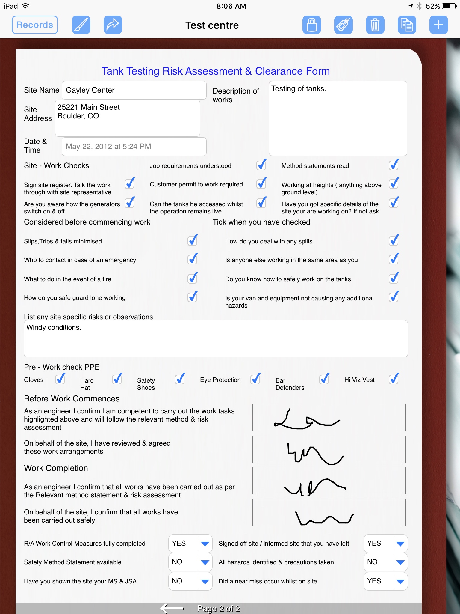 Capturing Signatures onto a Digital Form Form Connections
