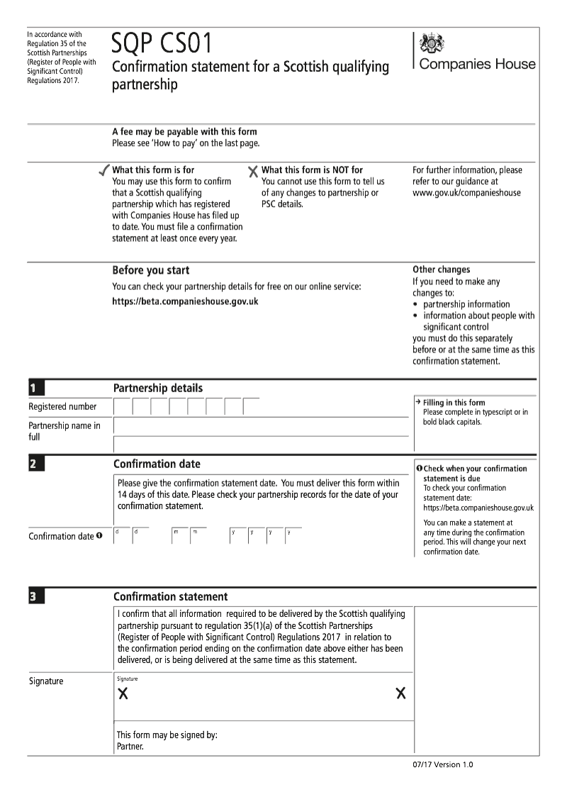 SQP CS01 Confirmation statement for a Scottish qualifying partnership
