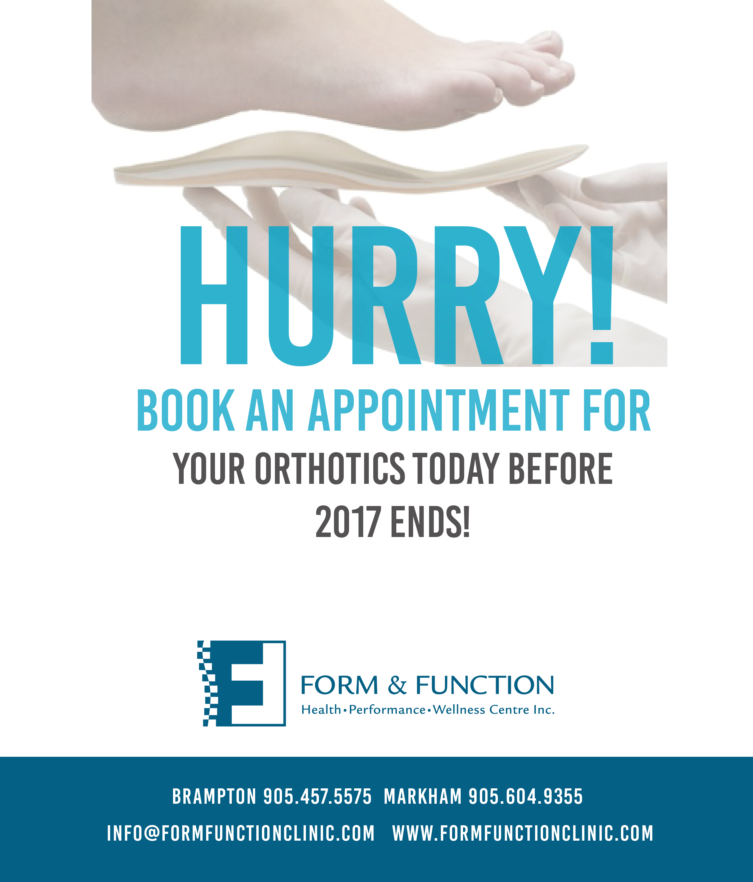 Get Your Orthotics Before The Year Ends! Physiotherapy Clinic And