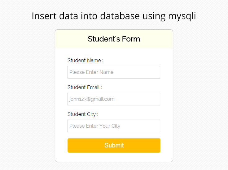 PHP MySQLi Insert Data Into Database FormGet