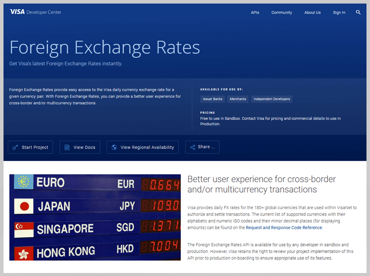 Foreign Exchange Rates by Visa developer center Reviews, Pricing