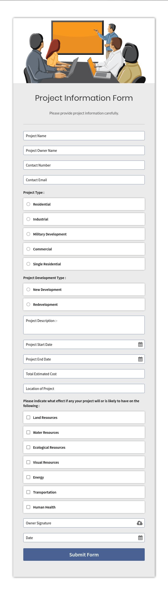 Request for Project Information Form Free Template