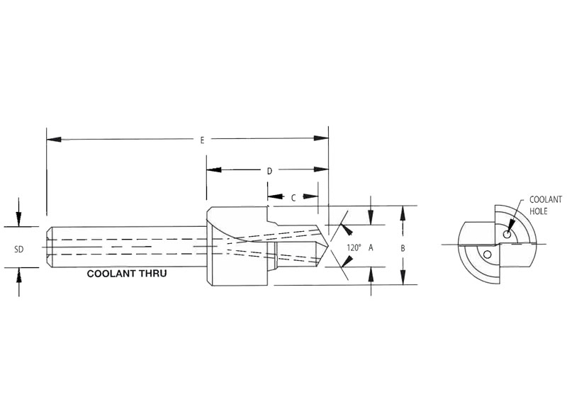 SAE04SCD Solid Carbide Straight Shank Coolant Thru SAE Port Contour