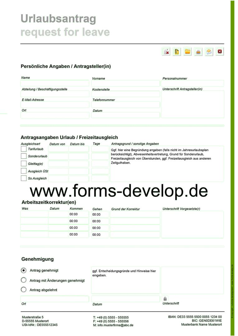 Geschäftsreiseantrag PDF Formular A4H Standard, Aktionsware!