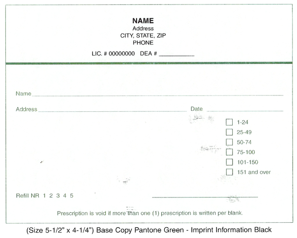 PART, DUPLICATE COPY TAMPERRESISTANT SECURE RX PADS (50
