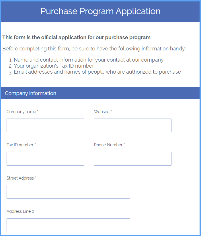 Credit Application & Purchasing Form Template Formsite
