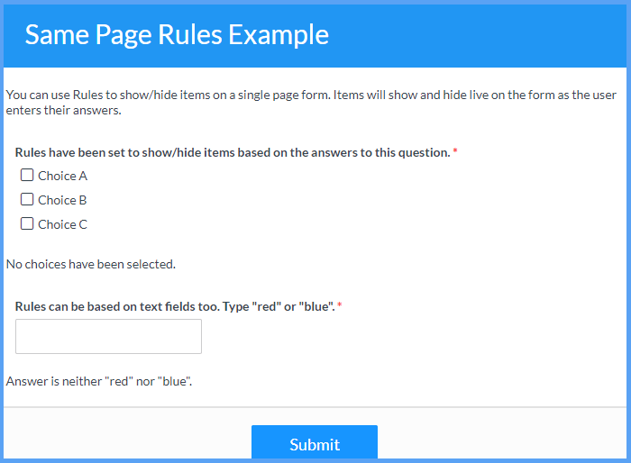 Same Page Rules Example Forms & Templates Formsite