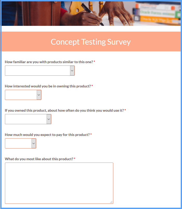 Concept Testing Survey Form Template Formsite