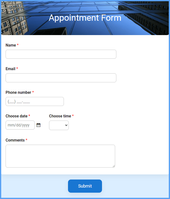 Appointment Form Template | Formsite