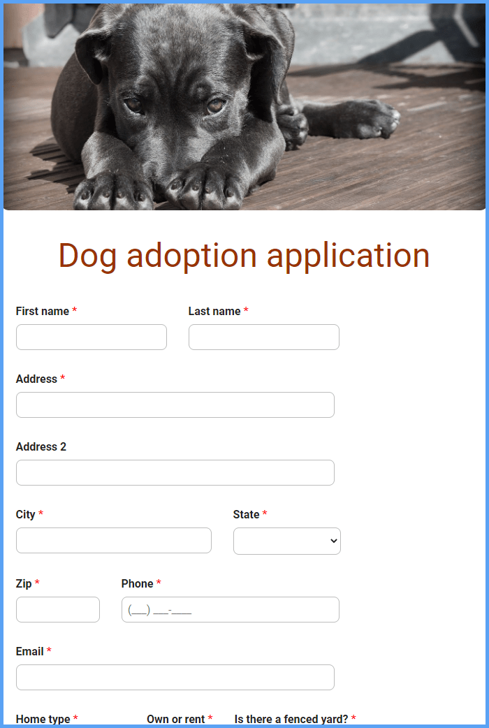 Dog Application Form Template Formsite