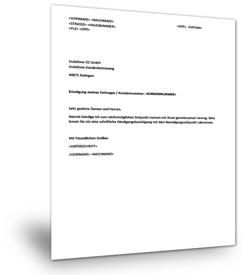 Musterkündigung Vodafone