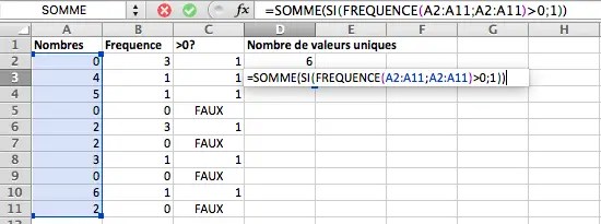 Compter le nombre de valeurs uniques dans une plage Formule Excel