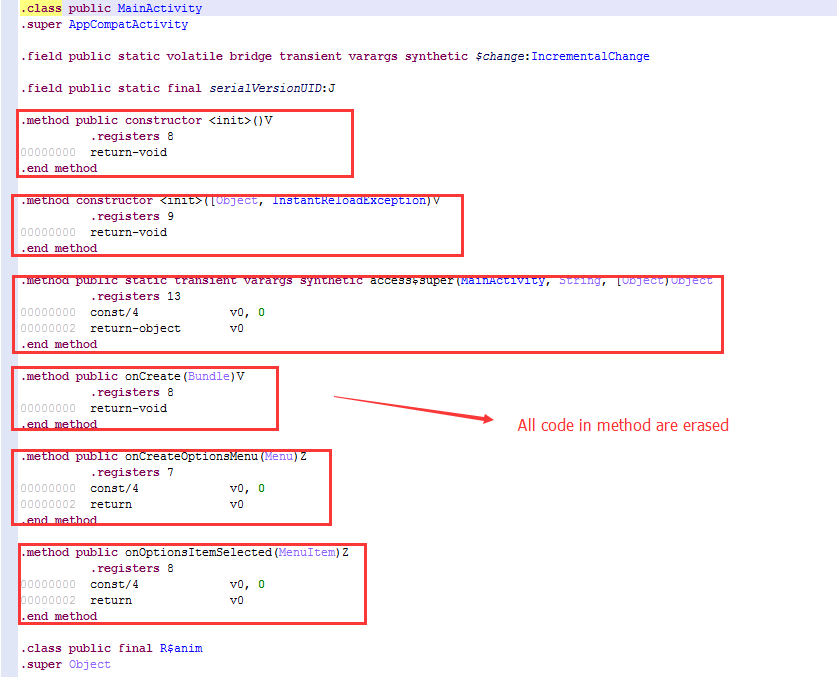 How to repair a DEX file, in which some key methods are erased with NOPs