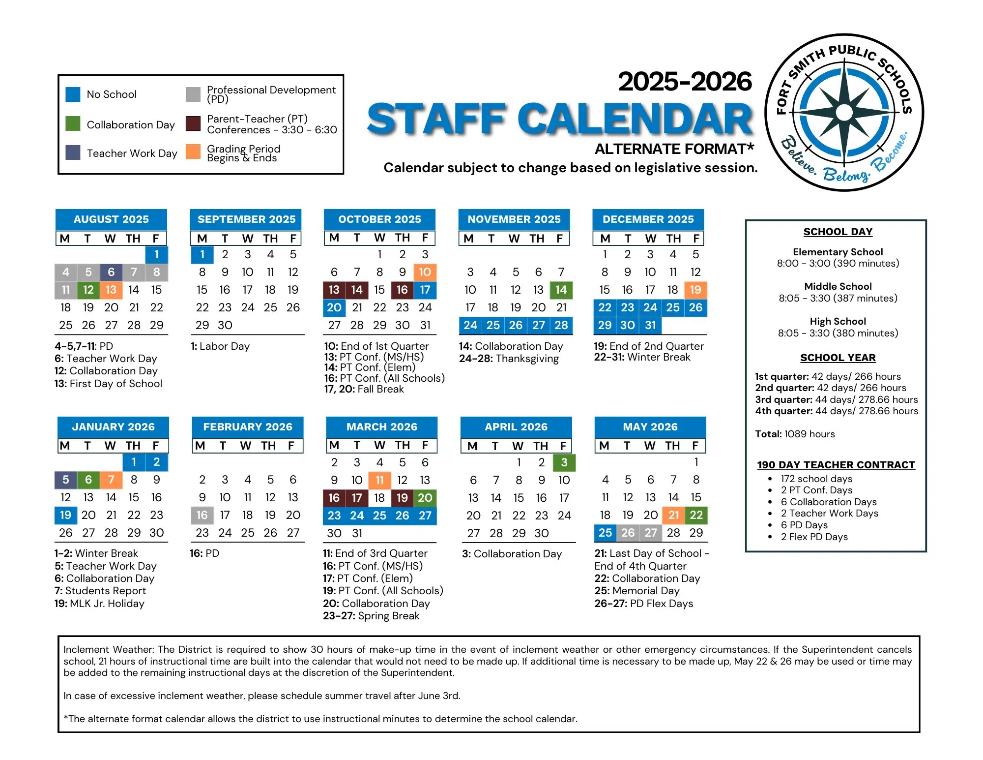 Calendar Fort Smith School District