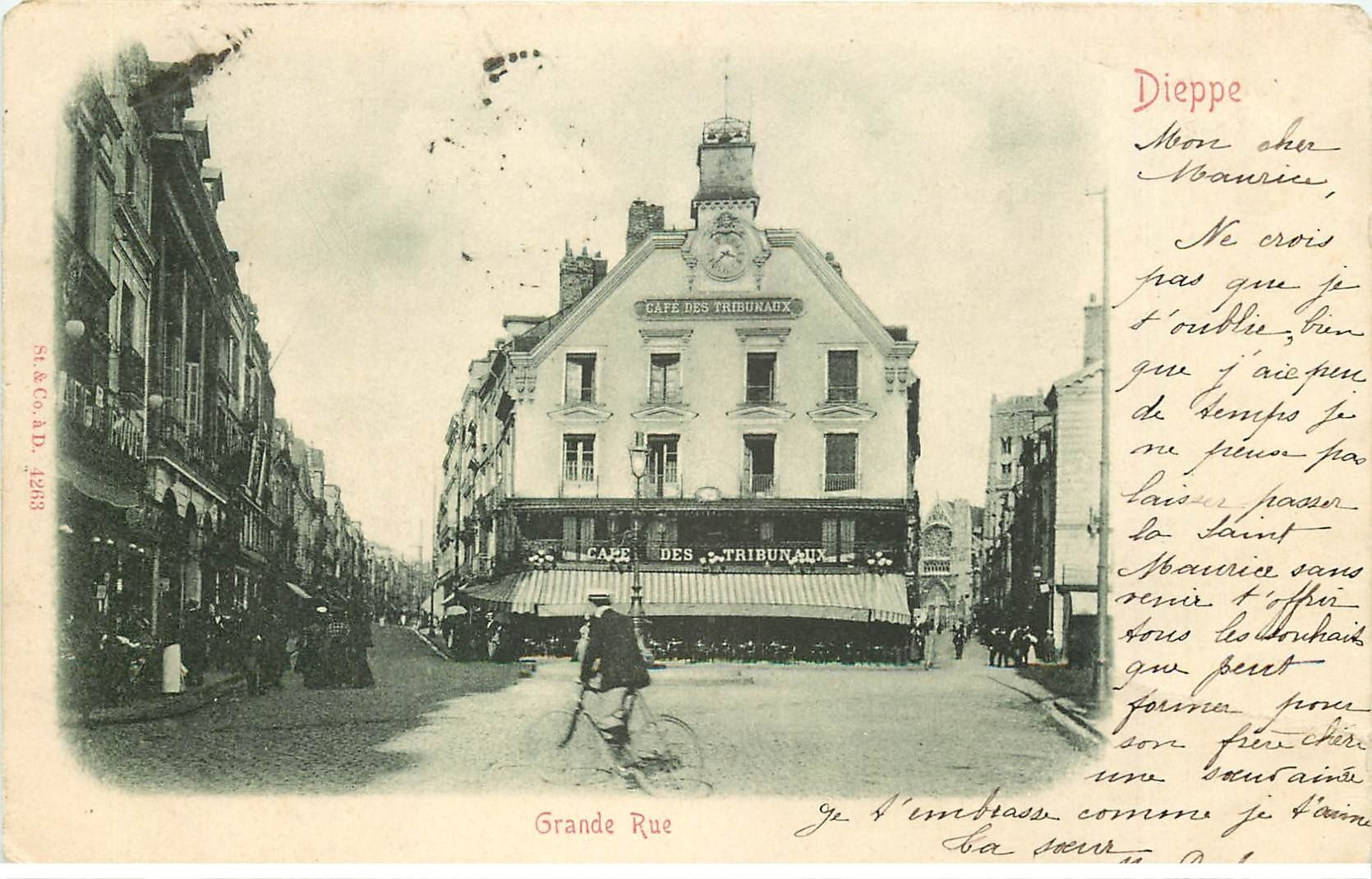 76 DIEPPE. Grande Rue 1902 Café des Tribunaux