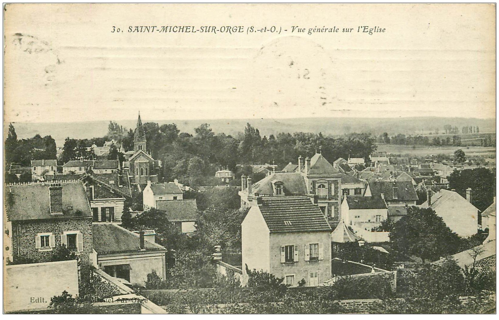 91 SAINT MICHEL SUR ORGE. Vue sur l'Eglise 1921
