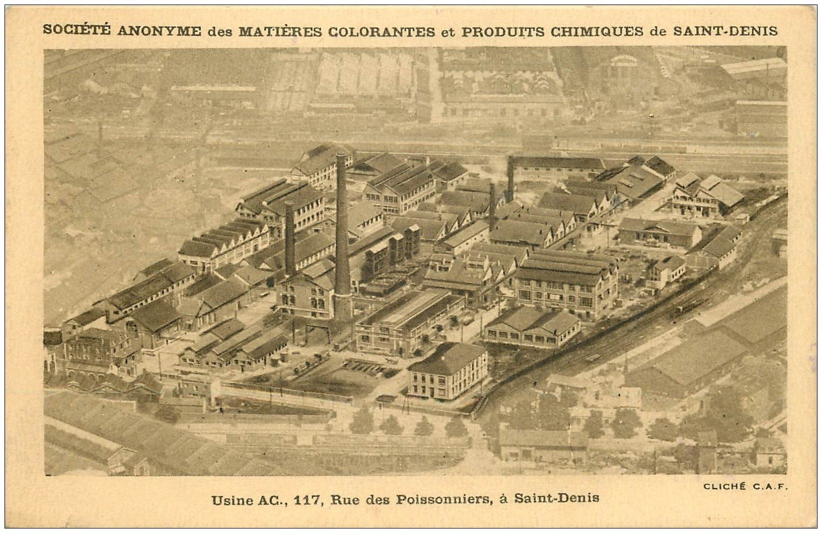 93 SAINT DENIS. Usine matières colorantes et produits chimique 117 Rue
