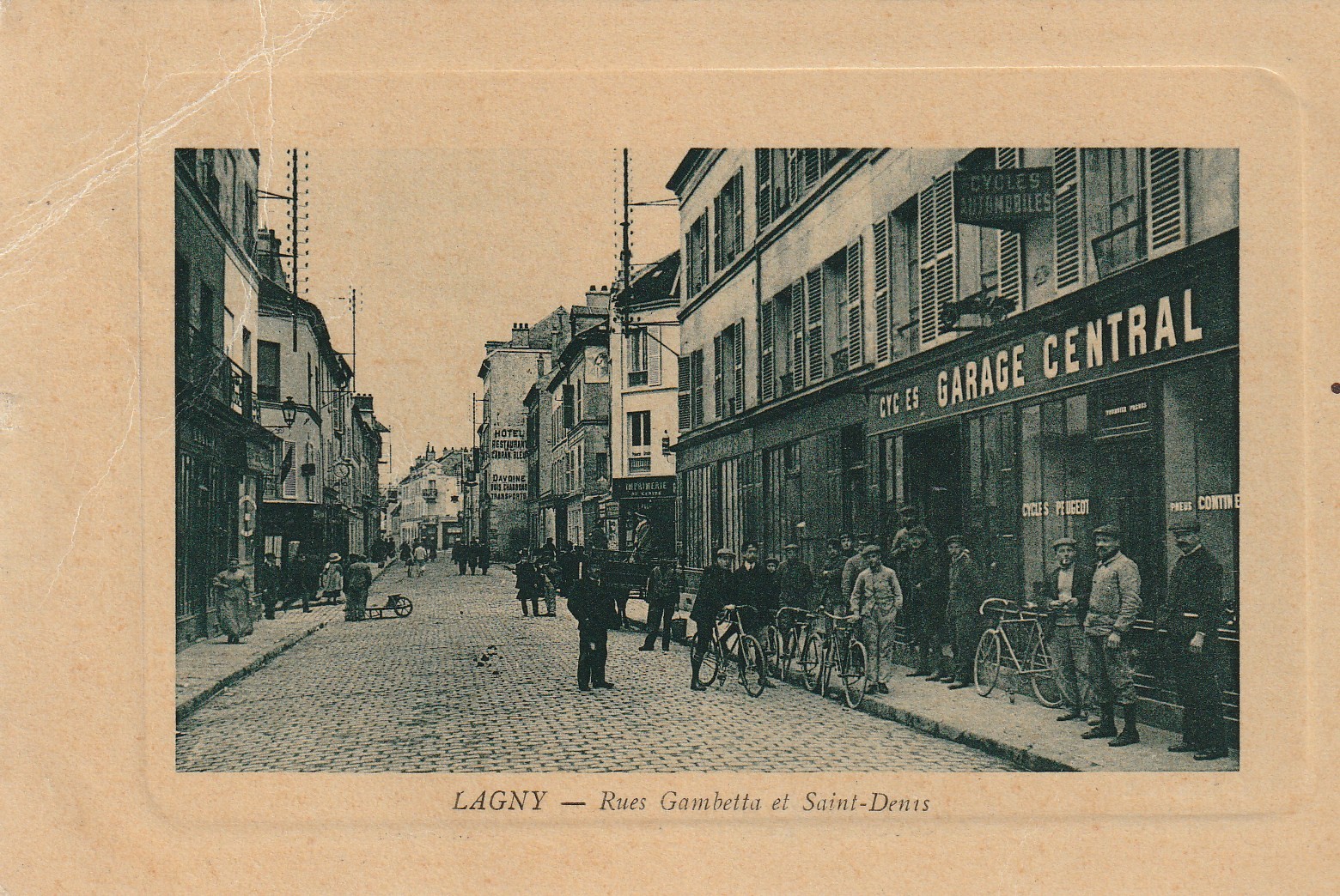 77 LAGNY SUR MARNE. Garage Central rues Gambetta et SaintDenis 1911