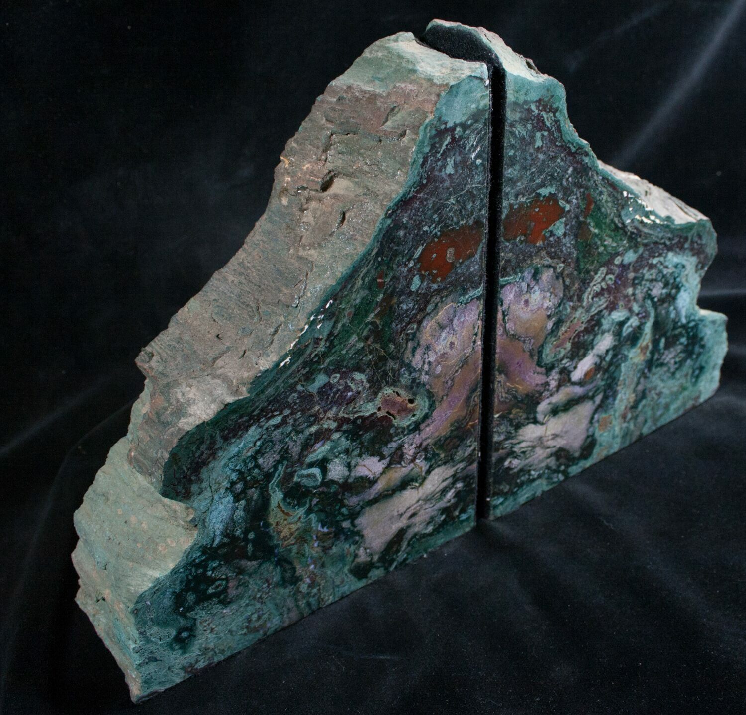 Brilliant Green Hampton Butte Petrified Wood Bookends For Sale (7621