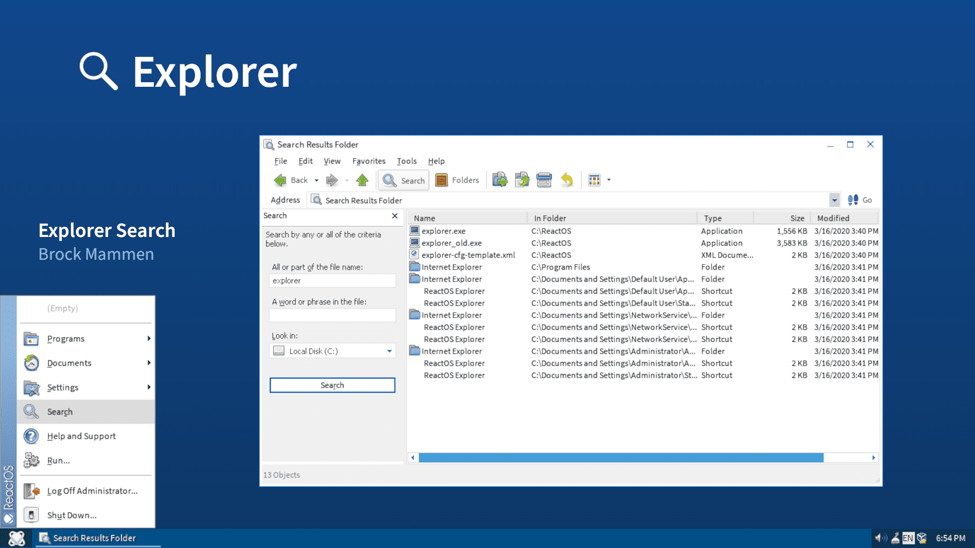 ReactOS 0.4.13 released with new Explorer File Search