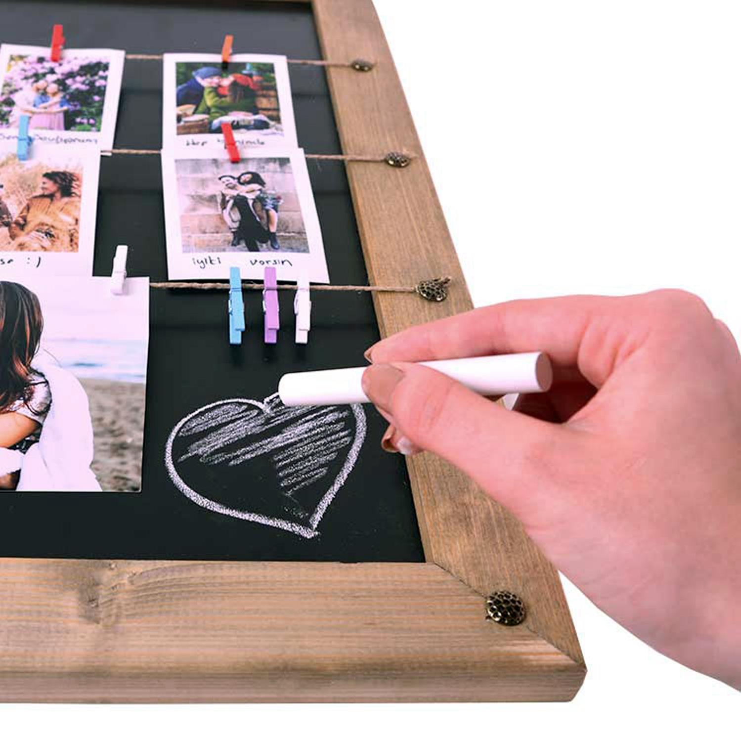 Fotomat Ahşap Karatahta Dekoratif Duvar Fotoğraf Çerçevesi Fotomat