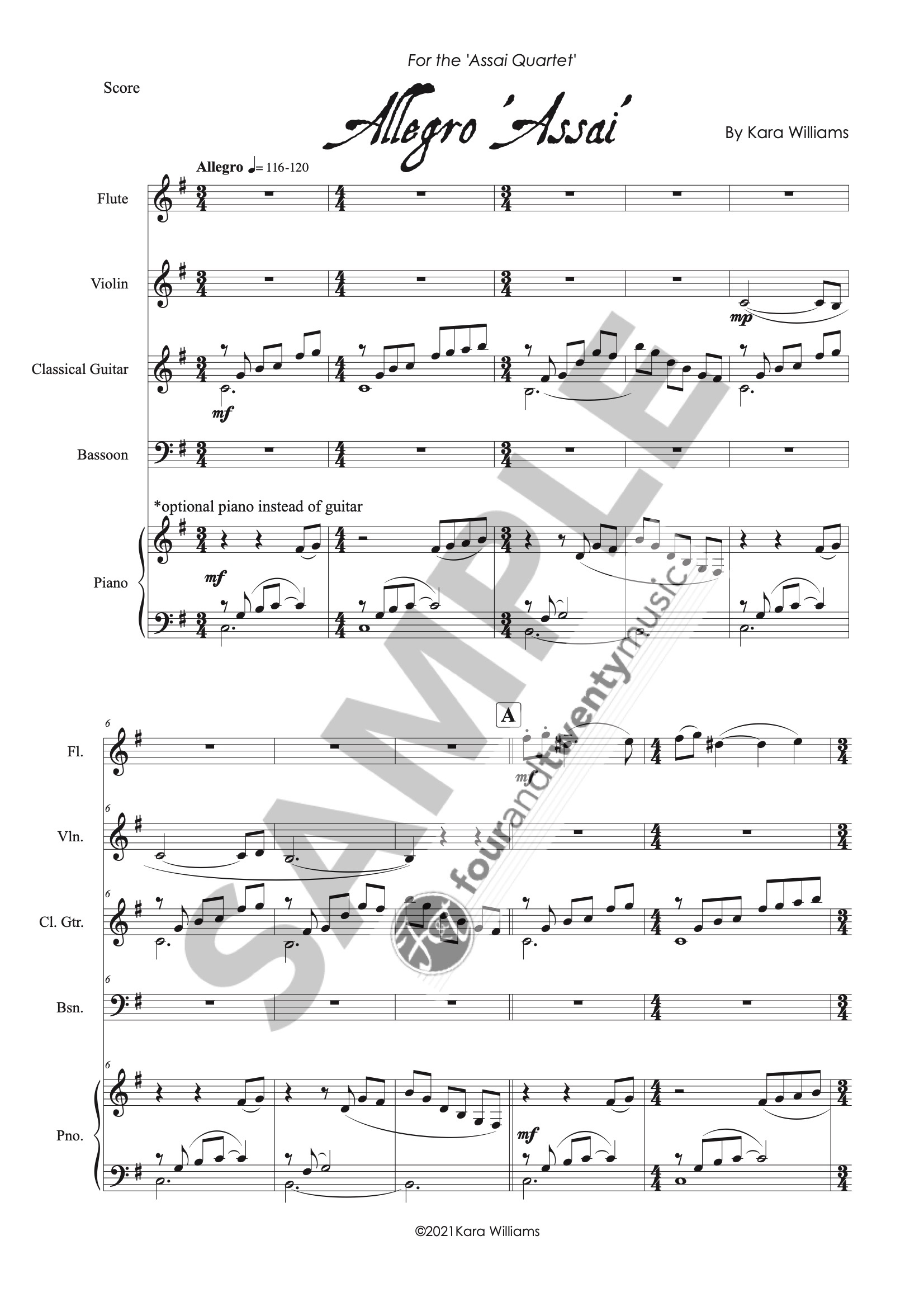 Allegro 'Assai' Kara Williams (digital sheet music) Four and