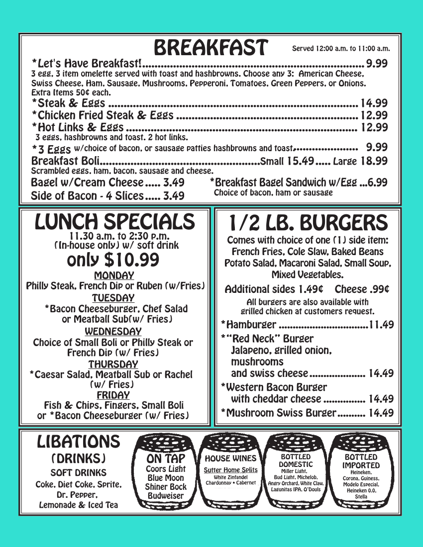 FourKegs Sports Pub, Since 1977 Our Delicious Menu