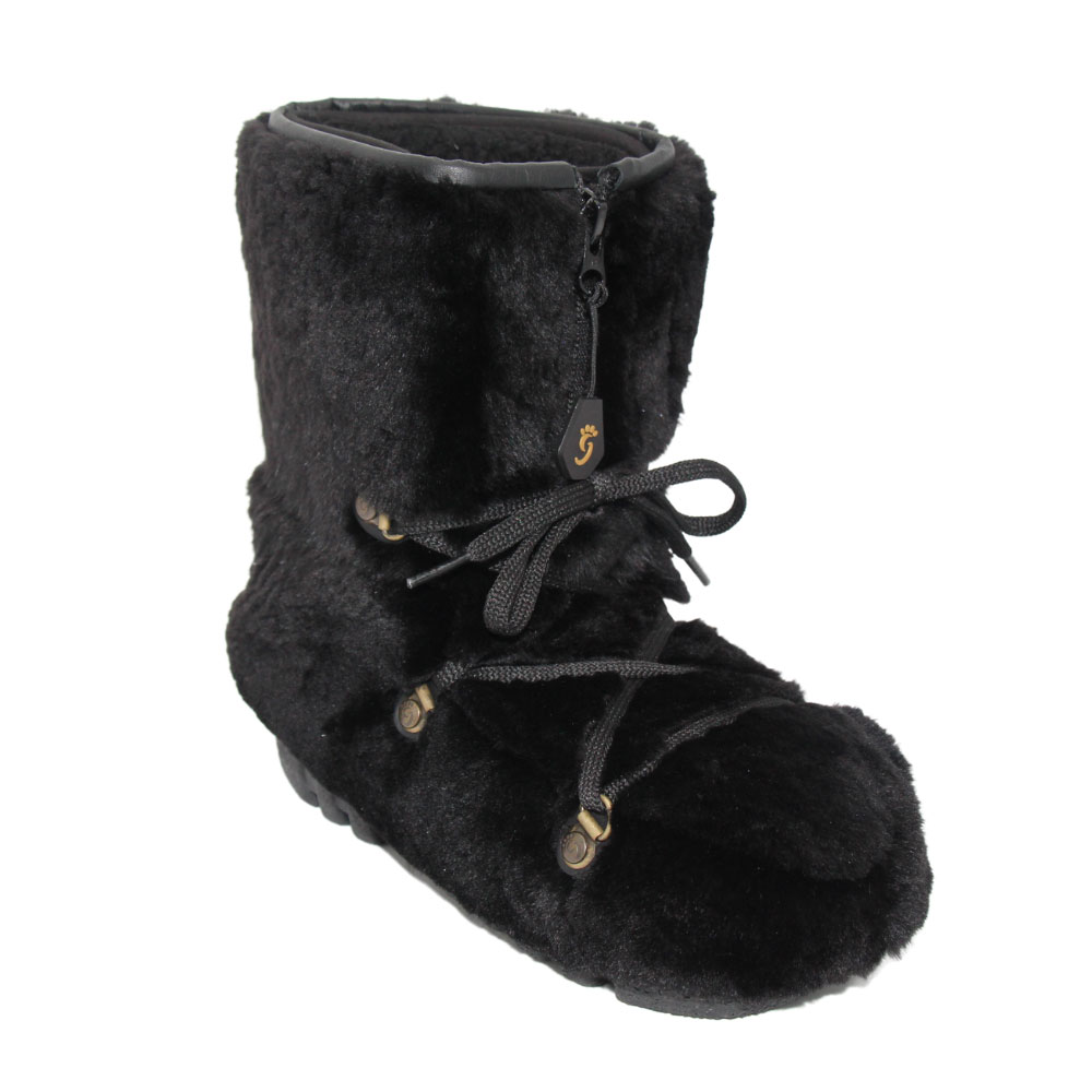 Boots made in Canada for kids Shaved Beaver Fur black FG