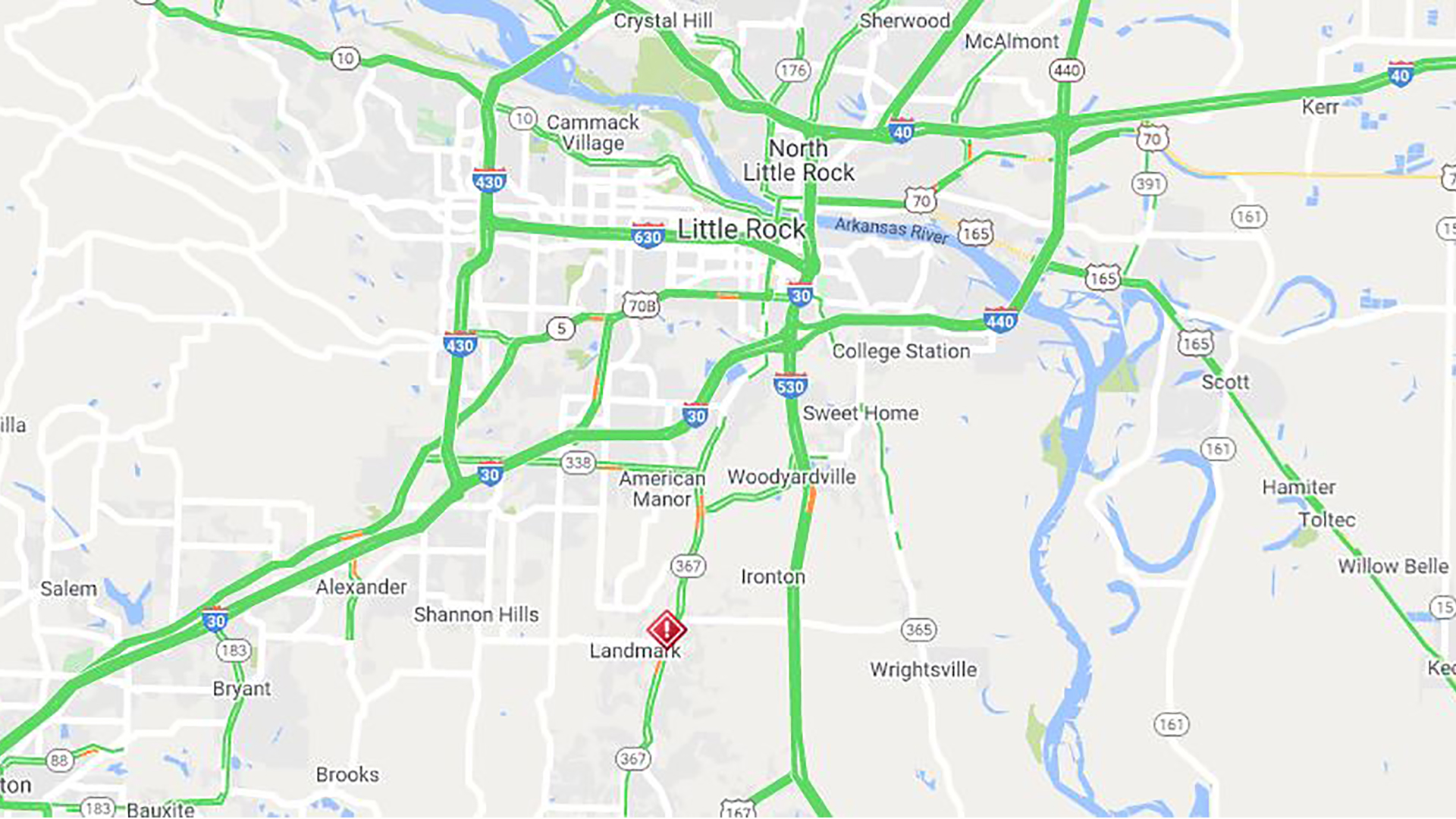 Little Rock Traffic Map Accident reported in Southeast Little Rock, traffic blocked on both