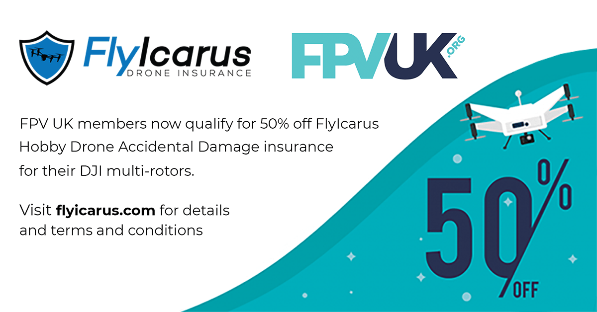 FPV UK members now get 50 off FlyIcarus Hobby Drone Accidental Damage insurance FPV UK